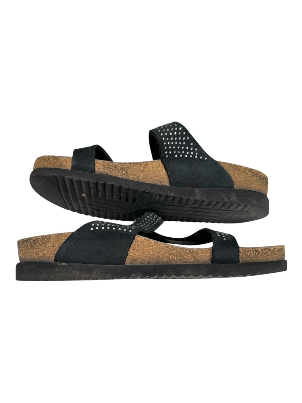 MEPHISTO “Helena Spark” black nubuck slide sandals, rhinestones on straps, 8 - Picture 6 of 16